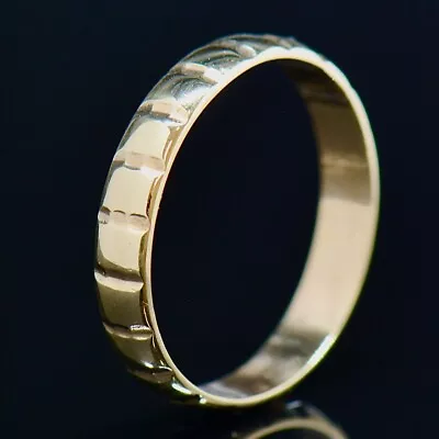 Vintage 1980s 9CT Gold Patterned Textured Wedding Band • $242.45