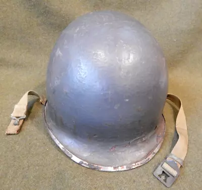 WWII / WW2 U.S. Navy M1 Fixed Bale Combat Helmet Original WWII Navy Gray Paint • $160