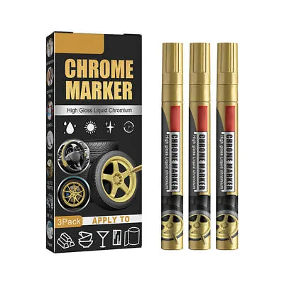 3× Liquid Mirror Chrome Marker Set DIY Car Paint Pen Metal Marker Plated Pens US • $8