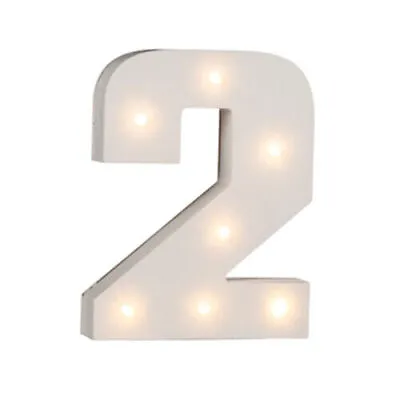 16cm Illuminated Wooden Number 2 With 7 Led Sign Message Home Light Xmas Gift • £4.95