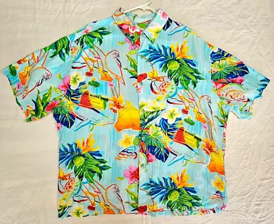 JAMS WORLD Vintage 90s  Island Life  Pattern WEARABLE ART Hawaiian Shirt Sz. XXL • $39.99