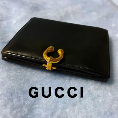 GUCCI Vintage Leather Bi-fold Compact Wallet Auth 394 • $108