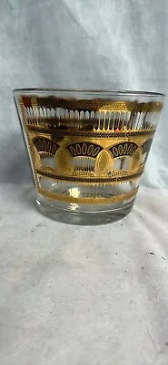 Vintage MCM Culver 22 Karat Gold Glass Ice Bucket Wheat  Mid Century Barware • $30.98