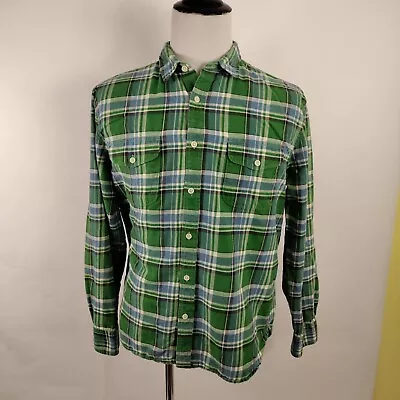 Lucky Brand Shirt Mens XL Green Plaid Button Front Cotton Flannel • $11.50