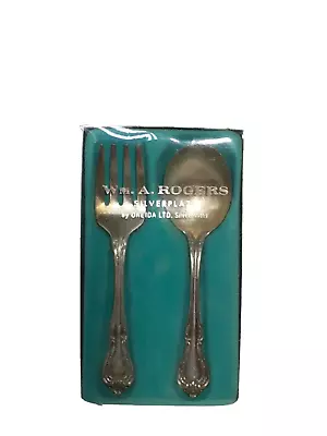 Vintage Wm. A. Rogers  Baby Toddler Silverware Silverplate FORK & SPOON W/ BOX • $20