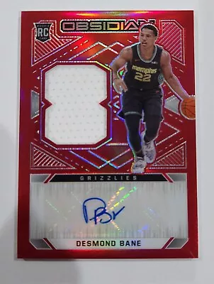 2020-21 Obsidian Desmond Bane Asia Red Flood Prizm RPA Rookie Jersey Patch Auto  • $94.99