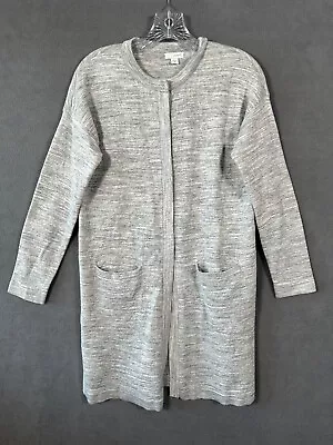 J. Jill Pure Jill Cardigan Adult XS Grey Cotton Long Line Snap Front Womens • $16.99