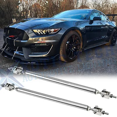 Adjustable Front Bumper Lip Splitter Rod Strut Tie Bars Support For Ford Mustang • $14.88