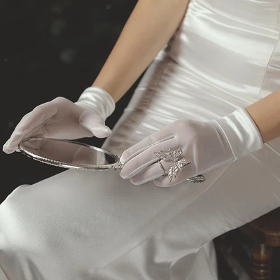 £7.84 • Buy Short Satin Gloves Bridal Gloves For Party Fancy Dress