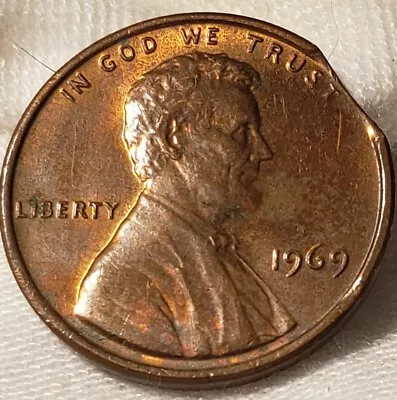 1969 Toned Clipped Planchet Lincoln Memorial Cent Mint Error Coin Gorgeous  • $14.99