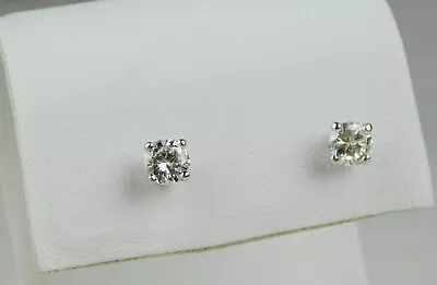 14 Kt White Gold Pair Of 4.0 Mm Diamond Stud Pierced 4-Prong Earrings B6022 • $405