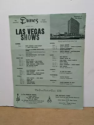 Vintage Las Vegas Shows Flyer From The Early 60s • $6