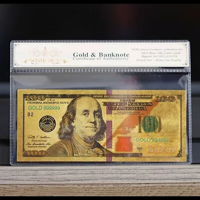 2009 $100 Dollar Bill Federal Reserve Banknote - 100mg 24K Gold With White COA • $14.95