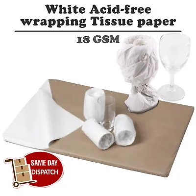 100 Acid Free Tissue Paper White 500x750mm Sheets Wrapping Crafts Gifts 18 GSM • £6.49