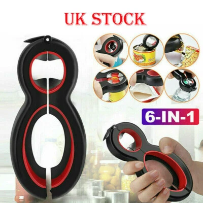£3.74 • Buy 6 In 1 Multi Opener Stainless Steel Manual Jar Opener Tool Non Slip Open Sesame