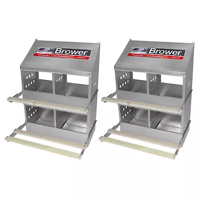 Brower 404B Galvanized Steel 4 Hole 20 Bird Nest Chicken Brooding Box (2 Pack) • $259.99