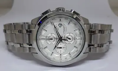 Used Men's Quartz Working Chronograph Date Stainless Steel Perfect Wrist Watch • $110