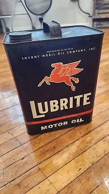 VINTAGE ORIGINAL MOBIL SOCONY LUBRITE Motor Oil Can 2 GALLON • $75