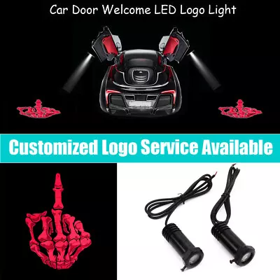 2Pcs Red Skull Skeleton Middle Finger Logo Car Door Welcome LED Light Projector • $18.03