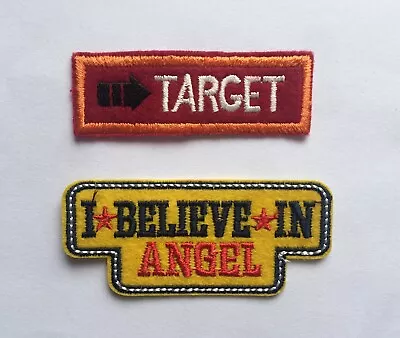 Set Of 2 Target I Believe Angel Iron /Sew On Embroidered Patch Appliqués Badge • £2.99