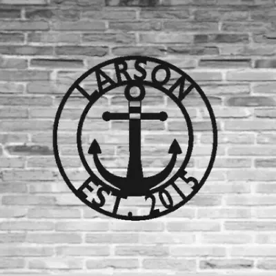 PERSONALIZED Metal Anchor Cabin Lakehouse Sign Last Name Monogram Wall Art Decor • $70