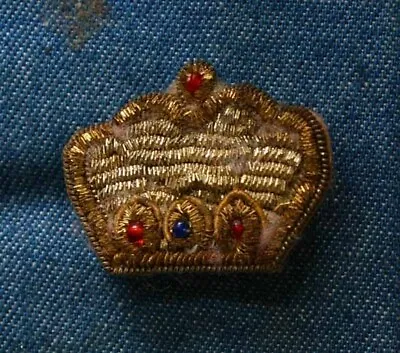 Metal Thread & Bead Embroidered Medieval Style Crown Brooch 1950s Vintage 1 1/4  • $12.95