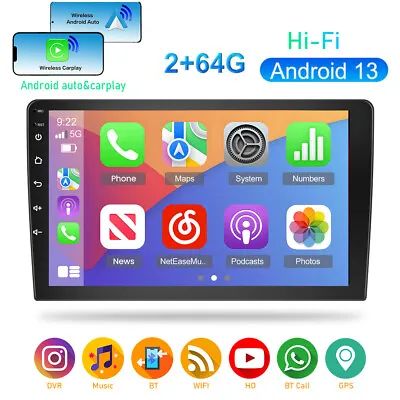 2 Din 10.1  Android 13 Car Stereo Radio Carplay / Auto GPS Navi WIFI BT FM 2+64G • $69.99