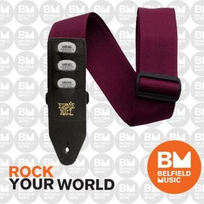 $23.99 • Buy Ernie Ball 4688 Polypro Guitar Strap Burgundy W/ Pickholder - Brand New