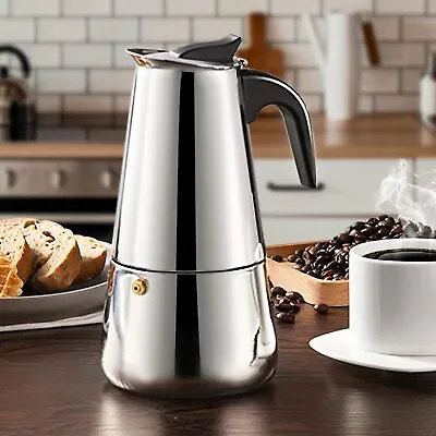 Stainless Steel Stovetop Moka Pot Espresso Coffee Maker Percolator 2/4/6/9 Cups • $14.95