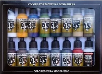 Vallejo Paint 71192 Building Colors Model Air Matte Acrylic Paints (Set Of 16) • $30.99