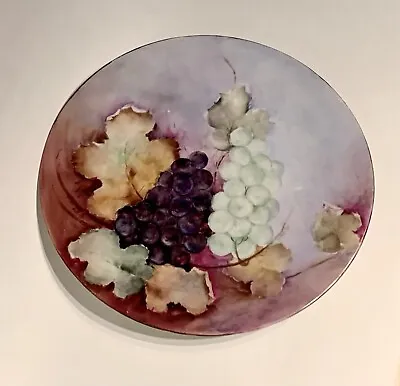 Vintage Jean Pouyat Limoges JPL Hand Painted Grapes Porcelain Dinner Plate 9  • $45