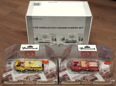 1:64 Scale Code 3 Collectibles 12951 Crown Firecoach LA City Fire Department Set • £69.99