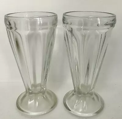 2 Vintage Crisa Soda Fountain Parfait Ice Cream Sundae Footed Glasses HEAVY 16oz • $12