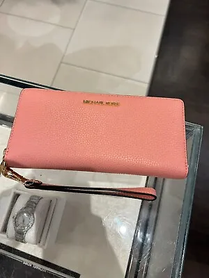 Michael Kors Long Zip Around Wallet Wristlet Leather Or PVC Clutch Phone Holder • $58.50