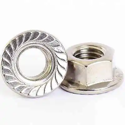 10 Pack M3 M4 M5 M6 M8 M10 M12 Stainless Serrated Flange Nuts Flanged Nuts • £3.31