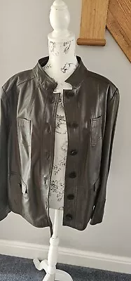 Maine Womens Soft Brown Leather Jacket Size 22 Uk • £39.99