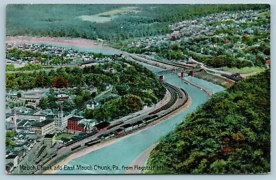 East MC & Mauch Chunk Pennsylvania~Birdseye Both Sides River~Bridge~RR~1910 • $6