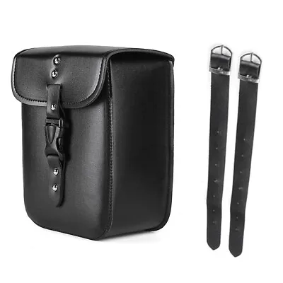 Motorcycle Side Case Storage Saddle Bag PU Leather Luggage Pouch Saddlebag Black • $24.20