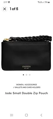 $60 • Buy NEW Oroton Jade Leather Double Zip Small Pouch