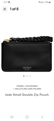 $60 • Buy NEW Oroton Jade Leather Double Zip Small Pouch
