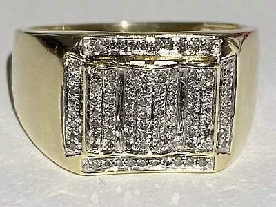 10K Solid Gold Diamond Men's Ring Size 10-10.5 • $237.50