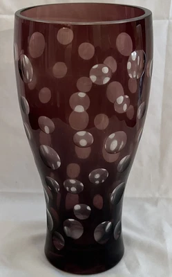 £49.42 • Buy Vintage Bohemian Amethyst Cut To Clear Crystal Czech Vase 8.5”