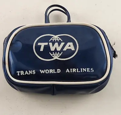 TWA Coin Purse Tans World Airline Vintage Zip Top Vinyl Doll Luggage 1970s • $29.95