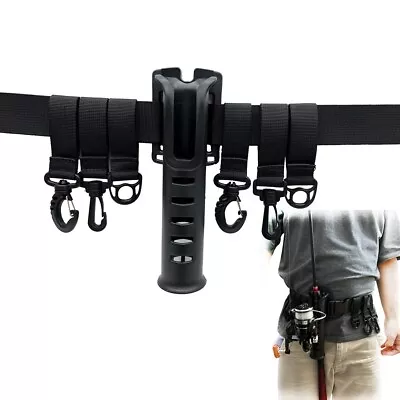 Wading Nylon Fishing Belt With Rod Holder And 5 Clips / 1 D Ring • $16.95