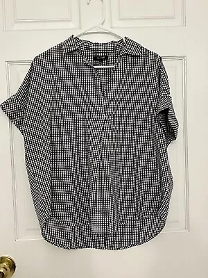 Madewell Black & White Gingham Collared Pullover  Blouse Shirt Size S • $18