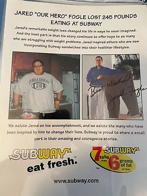 Jared Fogle Rare Autographed Signed Subway Advertisement Size 8.5 X 11 • $90