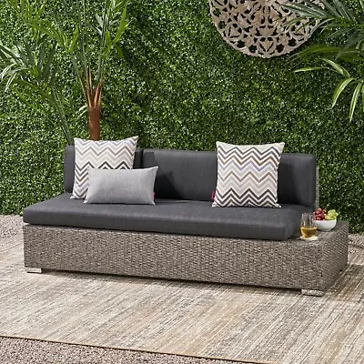 Stuart Outdoor 3 Seater Wicker Right Sofa Mixed Black With Dark Grey Cushions • $216.13