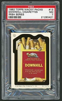 1982 / 85 Topps Wacky Packages Sticker Irish Series #13 Downhill Cigarette PSA 7 • $72.89