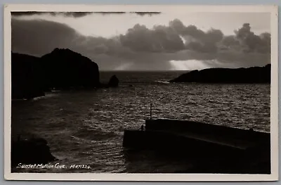 Mullion Cove Sunset Lizard Peninsula Cornwall Real Photo Vintage RPPC Postcard • £7