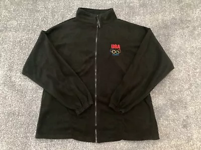 Vintage Olympic Committee Fleece Jacket Mens XL USA London 2012 Black Full Zip • $16.99